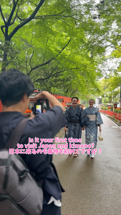 外国人旅行者の着物姿を撮影