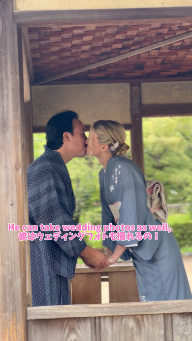 外国人旅行者の着物姿を撮影