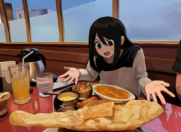 ナンとカレーのイラスト