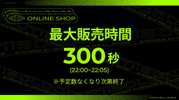 最大販売時間は300秒