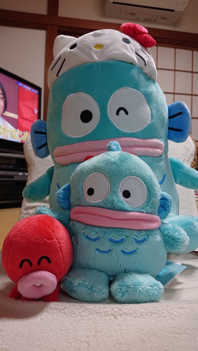 大きなハンギョドンのぬいぐるみも交えたショット