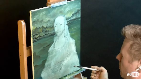 記憶だけで描いた「モナ・リザ」着色