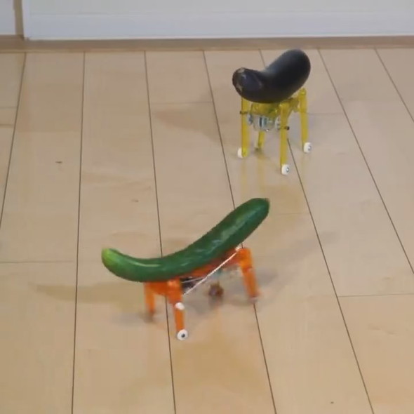 自走する精霊馬のナスとキュウリ