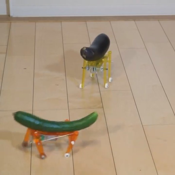 自走する精霊馬のナスとキュウリ