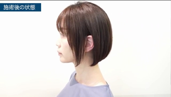 面長の女性がボブカットに挑戦