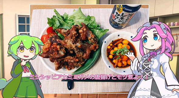 カメを使った唐揚げとモツ煮