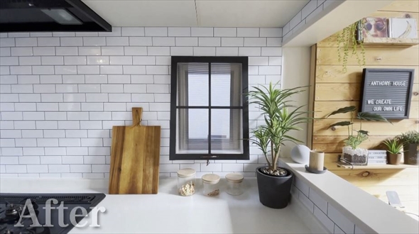 海外アパートみたいなオシャレな格子窓をDIY