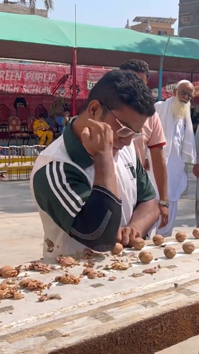 ギネス 世界記録 更新 高速 くるみ割り 肘 169個 破壊 パキスタン