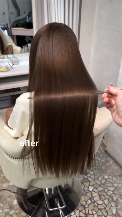 過去最長6時間半かかって縮毛矯正でストレートにするくせ毛の小学生女の子