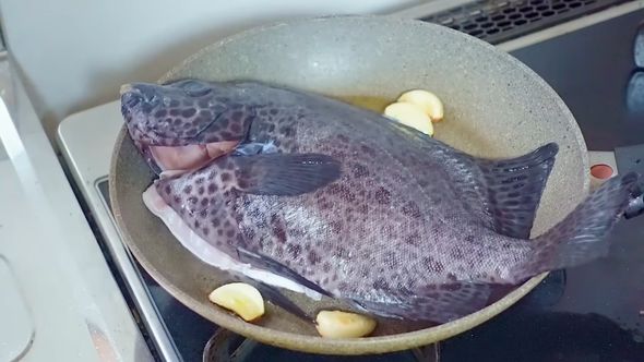 イシガキダイを丸ごとフライパンで焼く