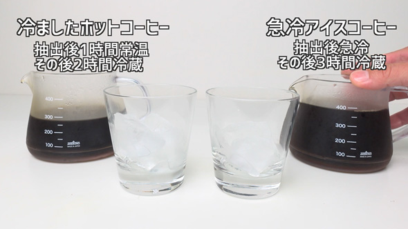 アイスコーヒーと冷めたホットコーヒーの味わいの差を検証