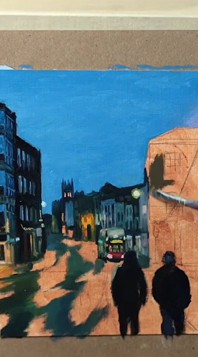 雨の夜の街の絵02