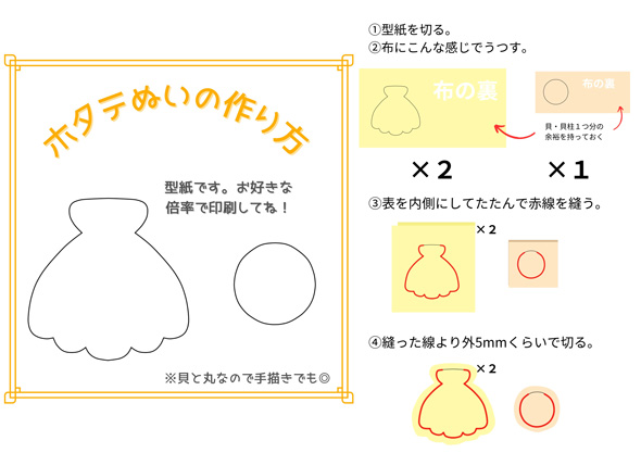 次男 リクエスト ホタテ ぬいぐるみ 自作 手作り