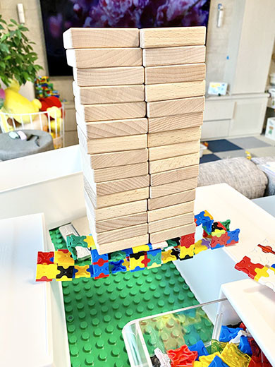 ブロック玩具で作った橋