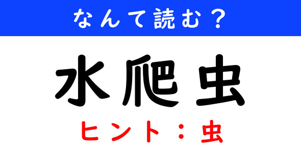 漢字クイズ　難読漢字　水爬虫