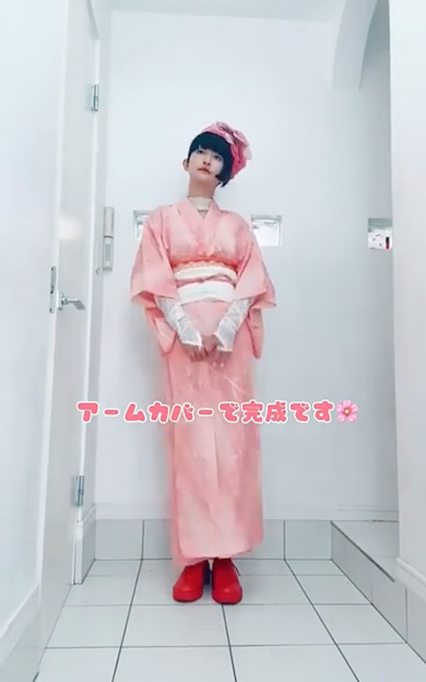 カードキャプターさくらをイメージした着物コーデ