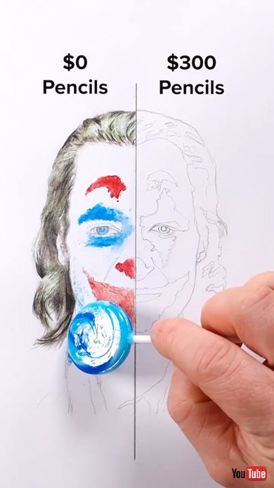 ジョーカー 絵 0円 300ドル 画材 比較 着色 マッチ ケチャップ キャンディ