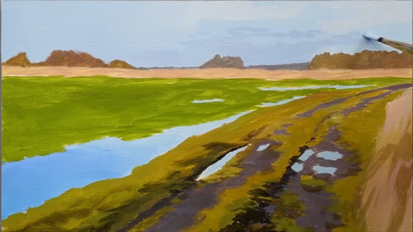 超リアルなあぜ道の油絵