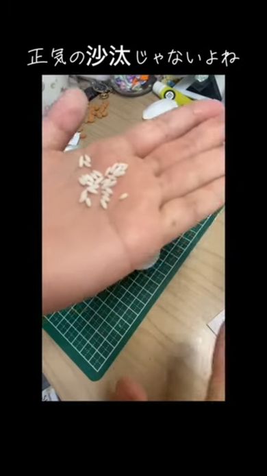 白い粘土を一粒ずつ丸めて作ったフェイクの白米