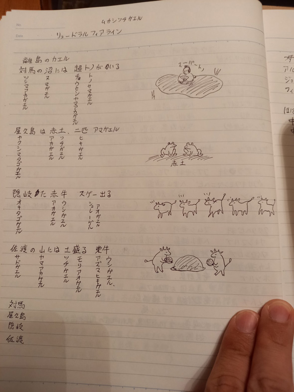 妻 生物分類技能検定 対策ノート 手書き イラスト カエル 牛