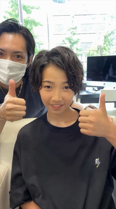ミスターコン出場の中1男子→ロン毛をカットして大変身