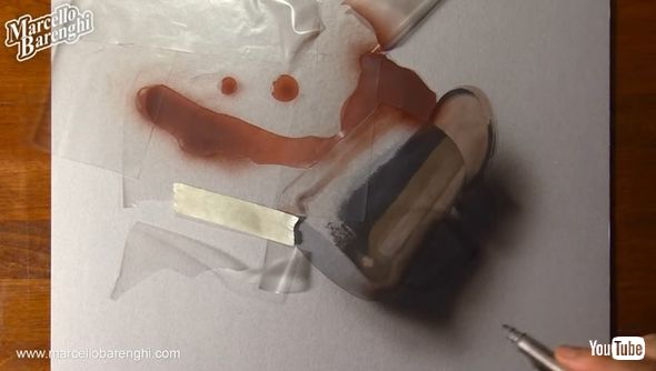 こぼれたコーヒーまでリアルなポットのイラスト