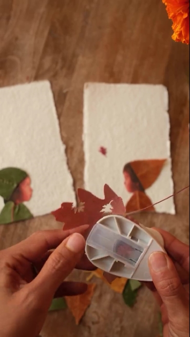 本物の葉を使って作ったポートレート