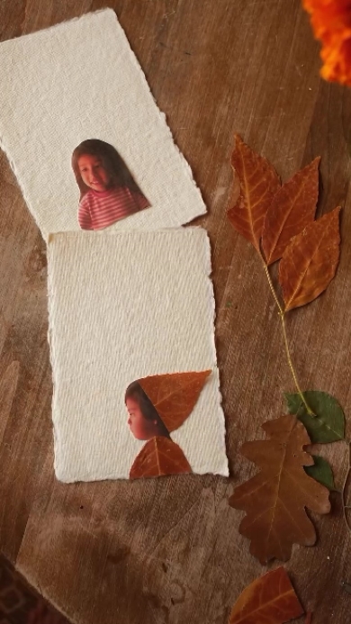 本物の葉を使って作ったポートレート