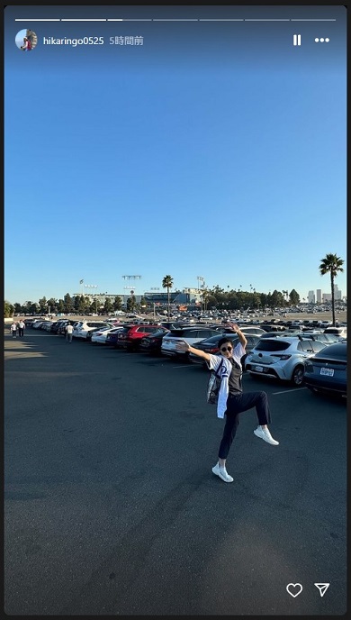 大谷翔平を応援しにロサンゼルスに飛んでいた石田ひかり