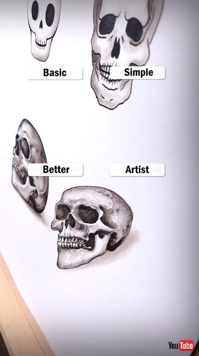 絵 描画 頭蓋骨 ドクロ アーティスト 描き方 比較