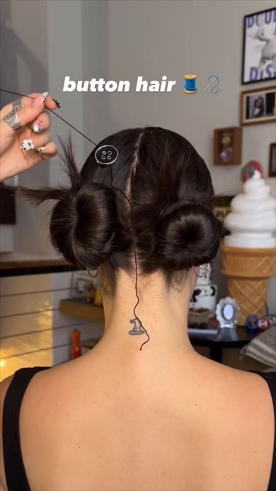 ボタンをヘアアクセに