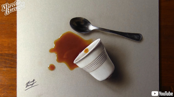 リアルなコーヒーをこぼした絵