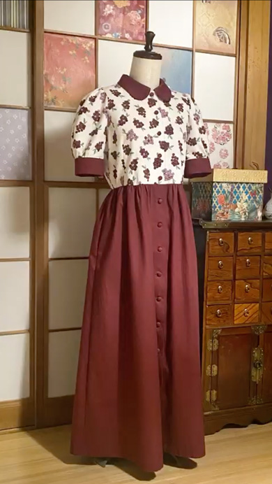 ブドウのワンピースをハンドメイド
