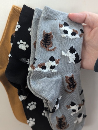 しまむらの猫ちゃん柄靴下