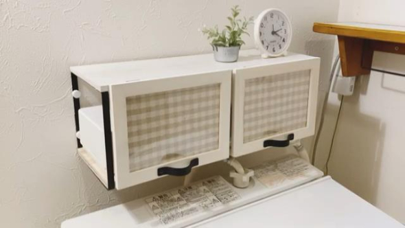 洗濯機上の蛇口を隠すDIYが完成
