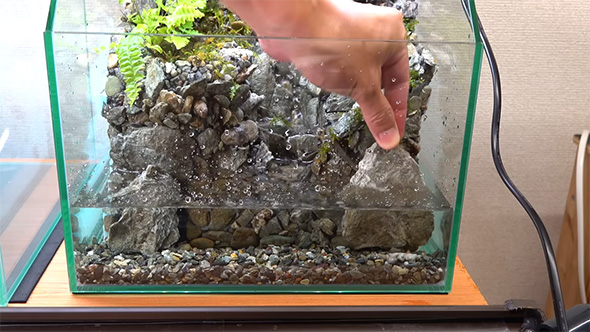 石を水中に入れる