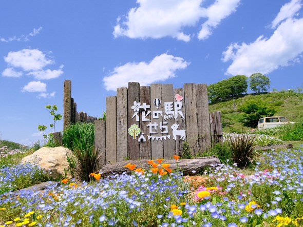 「花の駅せら」の園内看板