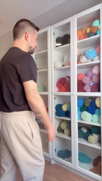 キャビネットの毛糸を整理整頓する動画がすごい