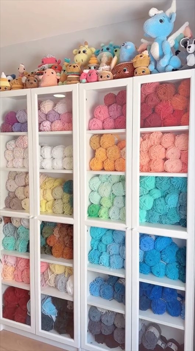 キャビネットの毛糸を整理整頓する動画がすごい