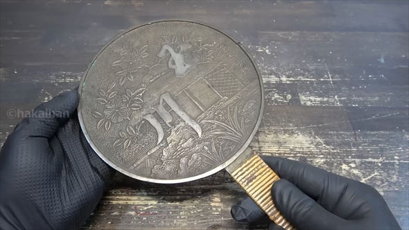 江戸時代の柄鏡をピカピカに磨いてみた