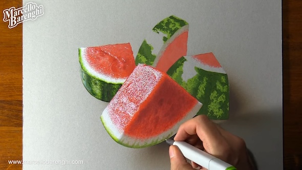 超リアルなスイカの絵