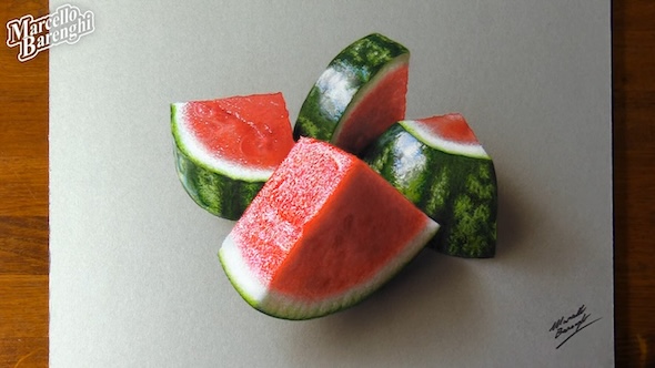 超リアルなスイカの絵