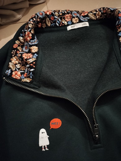 ユザワヤの刺しゅうリボンでパーカアレンジ