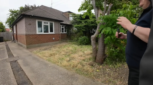 庭に伸びきった雑草を除去する