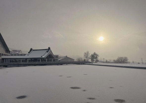 一面雪景色の大学
