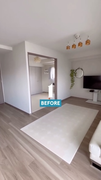 壁で仕切られたリビング