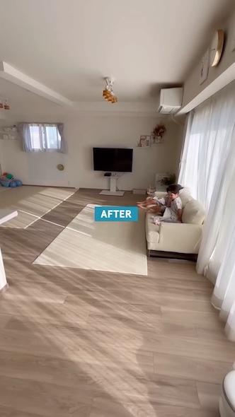 壁を取り払ったリフォーム後のリビング