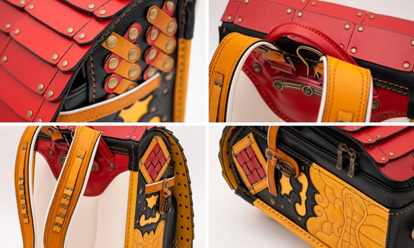 Japan Leather Award 2024 アーティスティックデザイン賞 赤色小札黄銅鋲背嚢具足 甲冑 ランドセル