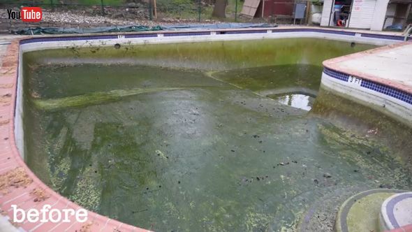 プール 掃除 清掃 濁った水 鮮やかな青 汚れ 洗浄 ビフォーアフター