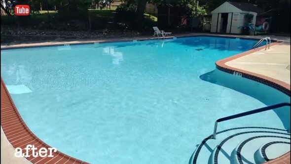 プール 掃除 清掃 濁った水 鮮やかな青 汚れ 洗浄 ビフォーアフター